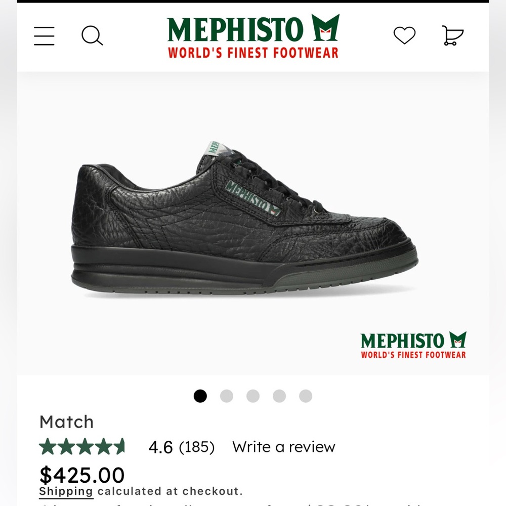Mephisto Men’s Match Sneakers Black Size 12 Lace-Up Comfort Walking Shoes